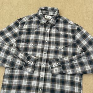 Taylor Stitch Western Vintage Flannel Plaid Pearl Snap Button Up Shirt 40 Medium
